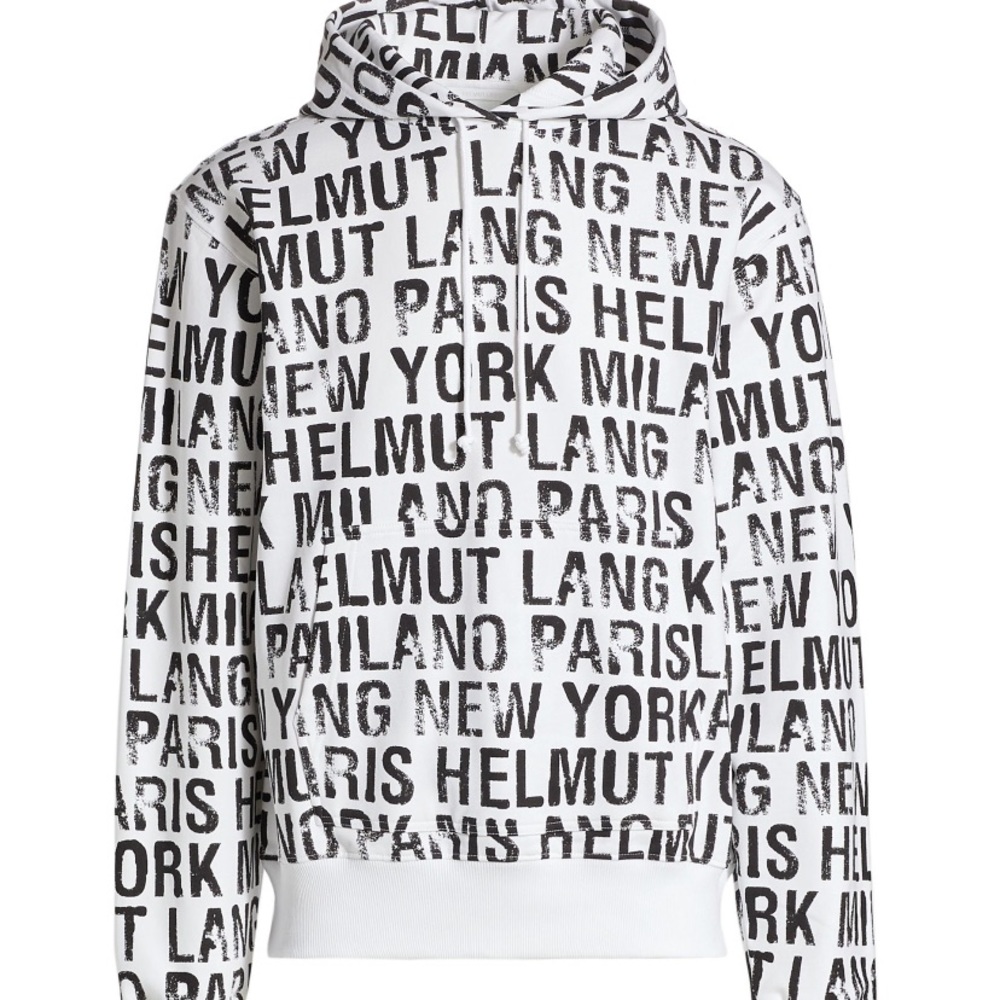 Helmut Lang All-Over Logo Hoodie White